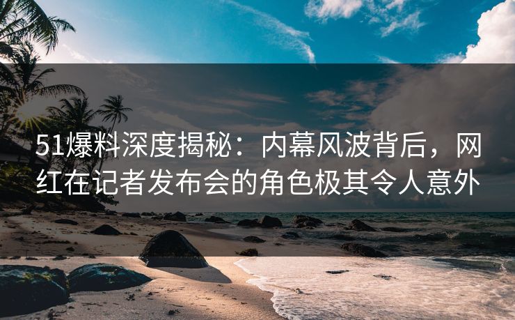 51爆料深度揭秘：内幕风波背后，网红在记者发布会的角色极其令人意外