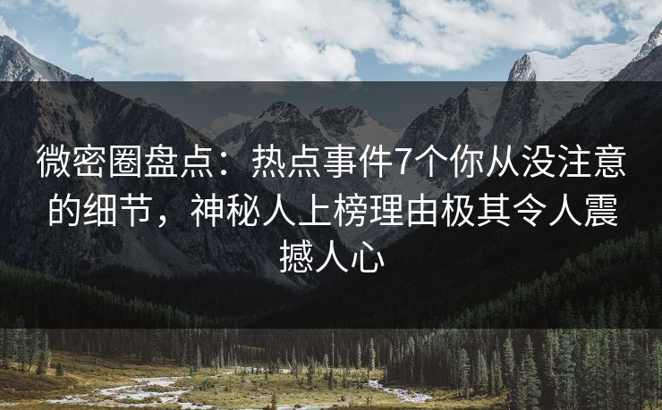 微密圈盘点：热点事件7个你从没注意的细节，神秘人上榜理由极其令人震撼人心