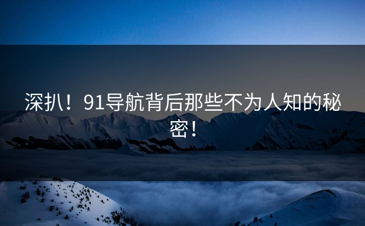 深扒！91导航背后那些不为人知的秘密！