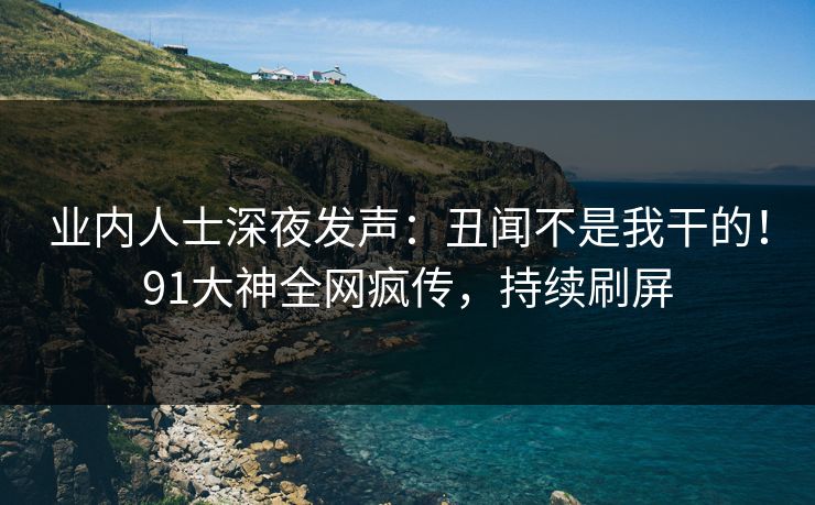 业内人士深夜发声：丑闻不是我干的！91大神全网疯传，持续刷屏