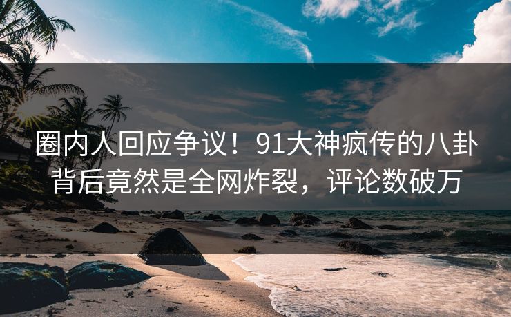 圈内人回应争议！91大神疯传的八卦背后竟然是全网炸裂，评论数破万