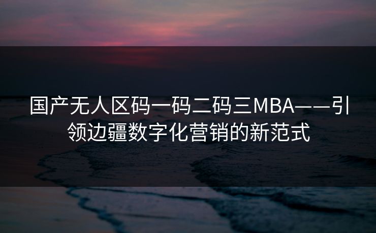 国产无人区码一码二码三MBA——引领边疆数字化营销的新范式