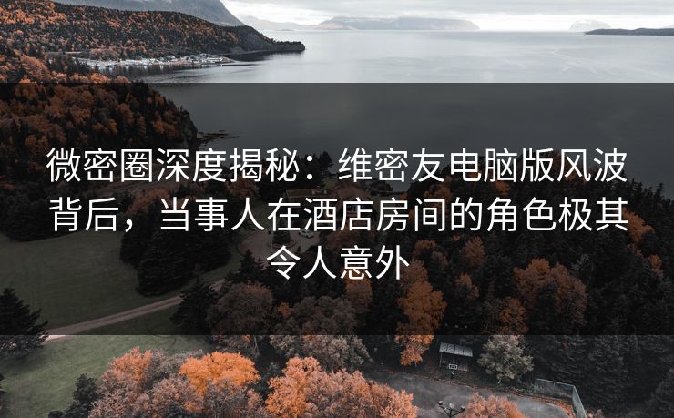 微密圈深度揭秘：维密友电脑版风波背后，当事人在酒店房间的角色极其令人意外