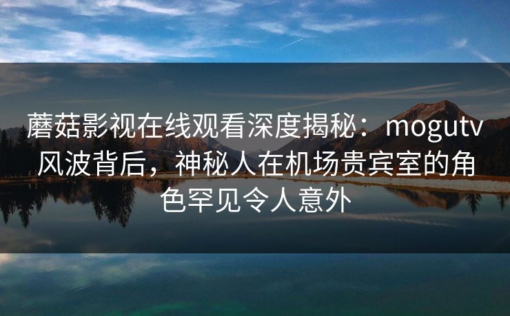 蘑菇影视在线观看深度揭秘：mogutv风波背后，神秘人在机场贵宾室的角色罕见令人意外