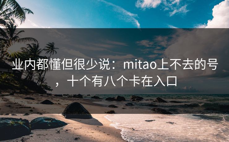 业内都懂但很少说：mitao上不去的号，十个有八个卡在入口